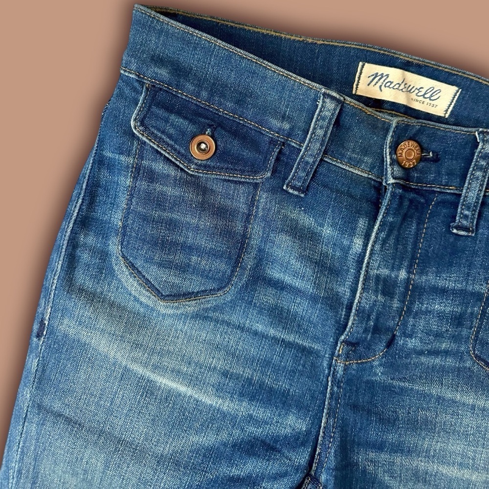 Madewell ‘9” High Rise Skinny Crop Jean Patch Pocket Edition’ in “Beltran” Wash - Picture 6 of 15